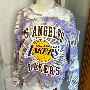 Los Angeles Lakers Basketball purple tie dye long sleeve sweatshirt 100% cotton